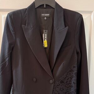 Steve Madden Black Women's Blazer with Lace Detail